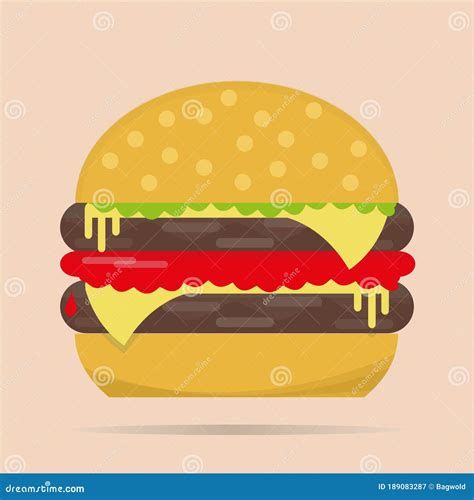 Vector Double Cheeseburger On A Brown Background Stock Vector