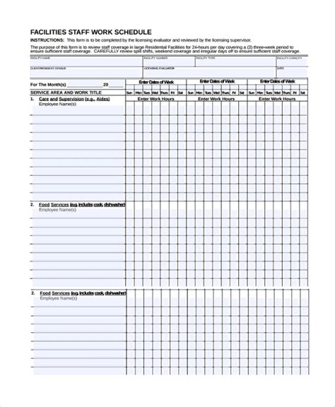 Free 9 Sample Staff Schedule Templates In Pdf Ms Word