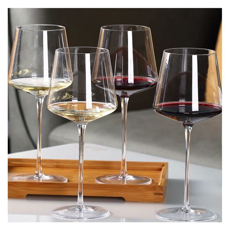 buy physkoawine glasses set of 4 modern wine glasses with tall long stem crystal square wine