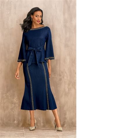 London Denim Skirt Suit Seventh Avenue