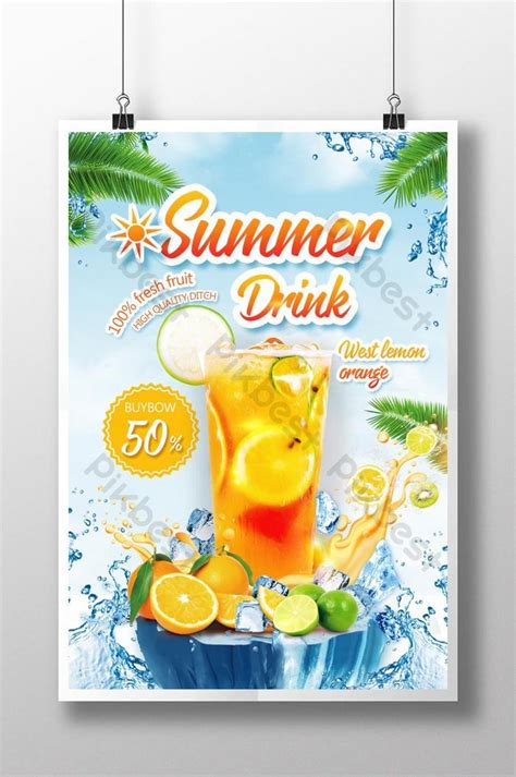 Creative Summer Ice Drink Fresh Orange Juice Poster Psd Free Download