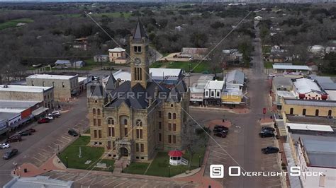 Overflightstock Town Square And Courthouse With A Clock Tower