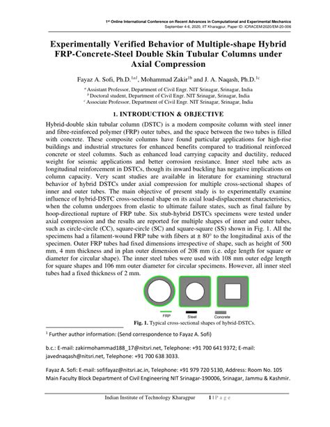PDF Experimentally Verified Behavior Of Multiple Shape Hybrid FRP
