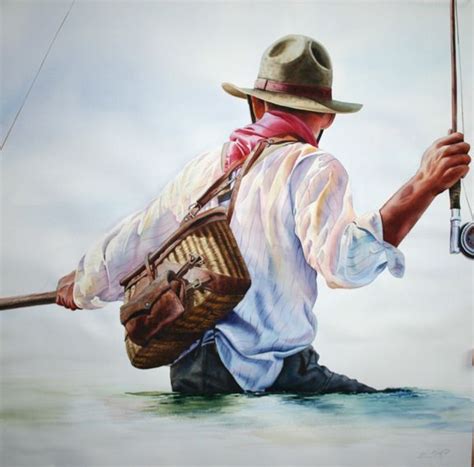 Cowboy And Fly Fishing Watercolor Prints For Sale Fly Fishing Art