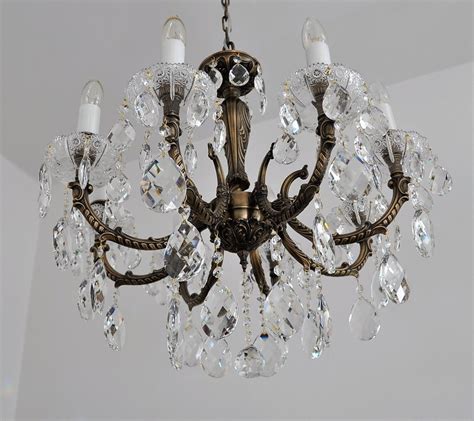 8 Arms Brown Cast Brass Crystal Chandelier Antique Brass And Pk500 Hand