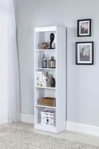 White 5 Shelf Narrow Bookcase From Coaster Coleman Furniture