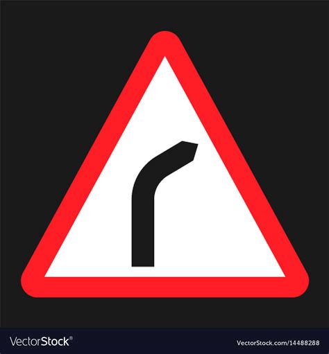 Bend To Right Warning Sign Flat Icon Royalty Free Vector
