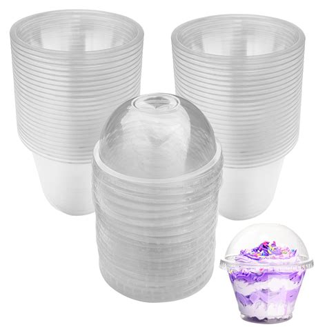 Buy 50 Pack Disposable Clear Plastic Cups Ice Cream Cups With Dome Lids