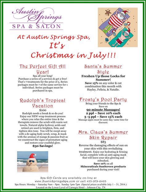 Tis The Season To Celebrate Our Christmas In July Specials Spa Marketing Marketing And