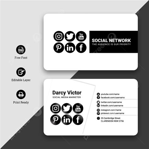 Social Media Marketer Business Card Template Download On Pngtree