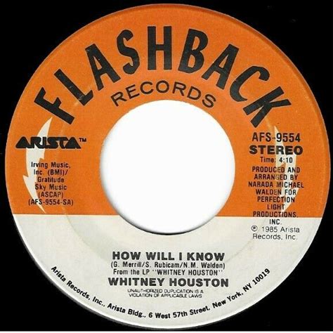Houston Whitney How Will I Know Flashback Afs 9554 Single 7