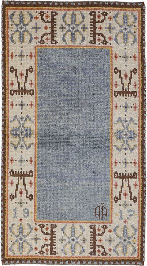 Antique Scandinavian Rya Light Blue Rug Dated 1917 For Sale At 1stdibs