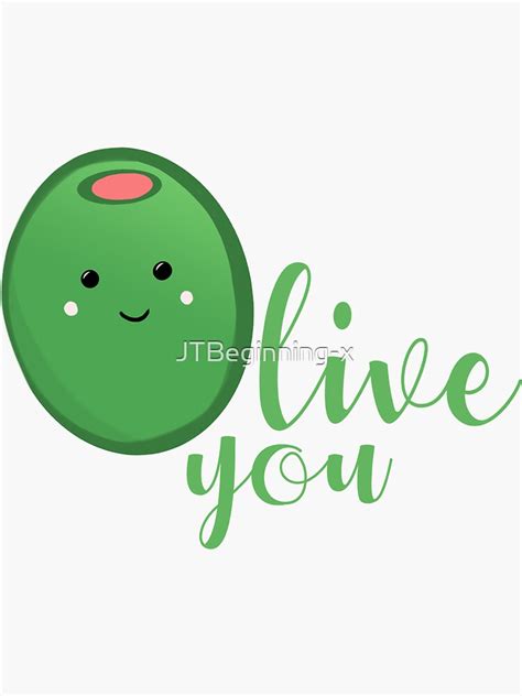 Olive You Typography Calligraphy Text Sticker For Sale By