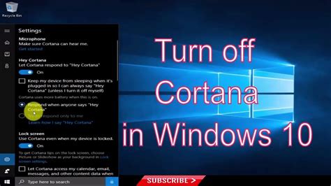 Turn Off Cortana Windows