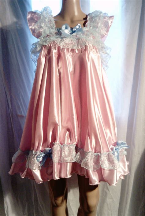 All Sizes 65 Gbp Adult Baby Sissy Satin Dress Top In Pink Etsy