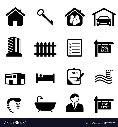Real Estate Icons Royalty Free Vector Image Vectorstock