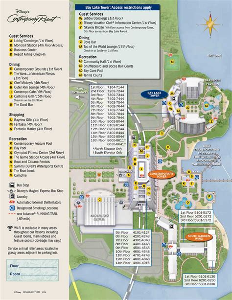 Disney S Contemporary Resort Map Wdwinfo Com