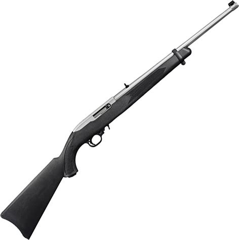 Ruger 10 22 Carbine Satin Stainless Black Semi Auto Rifle 22 Long Rifle 18 5in Sportsman S