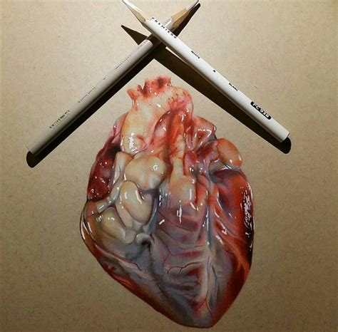 Heart Color Pencil Drawing By Miguel Santiago