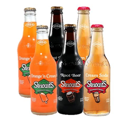 Stewarts Variety Pack 12 Oz Glass Bottle Root Beer Cream Soda Orange N Cream 2 Of Each