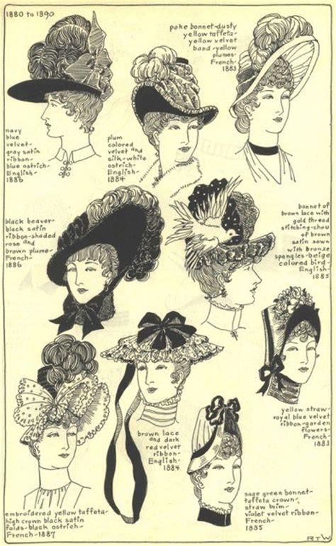 Selection Of Victorian Hats From 1880 To 1890 Victorian Hats