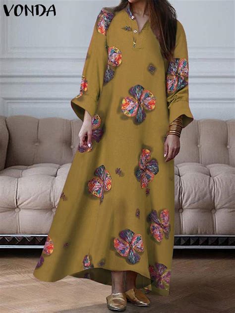 Vonda Bohemian Women Summer Dress 2023 Printed Floral Vintage Dresses