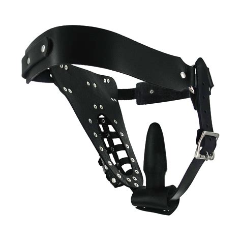 the safety net leather male chastity belt with anal plug harness the haus of shag