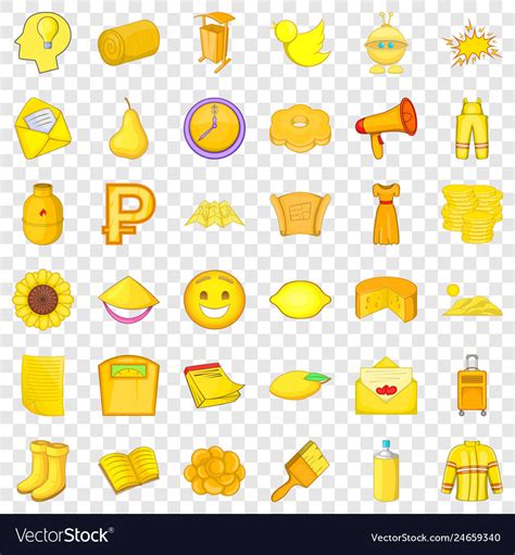 Yellow Thing Icons Set Cartoon Style Royalty Free Vector