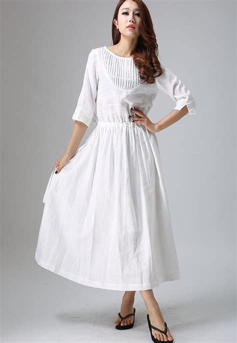 White Linen Dress Linen Dress Maxi Dress White Party Dress Etsy