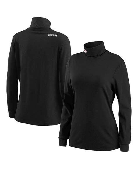 wear by erin andrews women s black kansas city chiefs long sleeve tri blend turtleneck t shirt