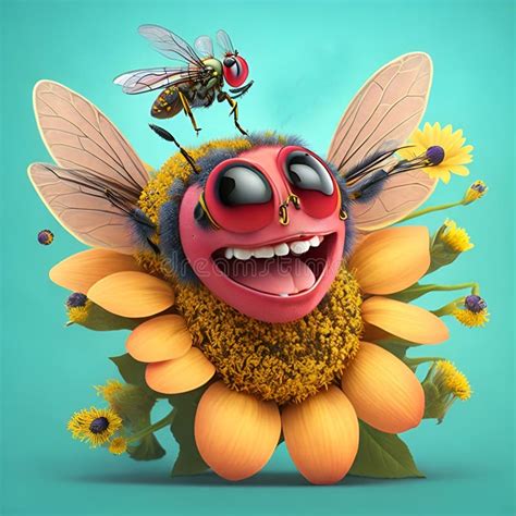 Matte Caricature Image Of Of A Smiling Happy Fly Portrait Stock