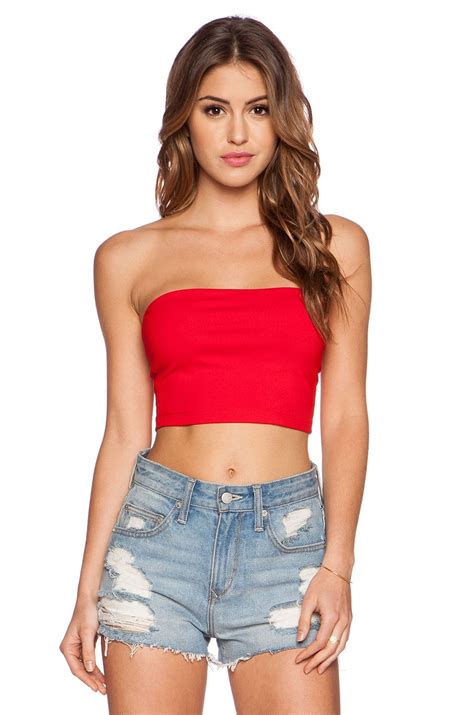 Susana Monaco Tube Crop Top In Perfect Red From Top