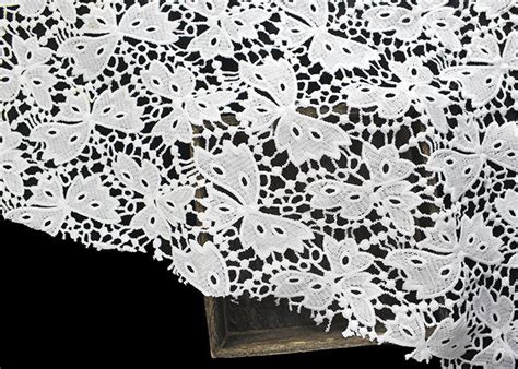 Floral Schiffli Guipure Water Soluble Lace Fabric With Poly Milky Silk