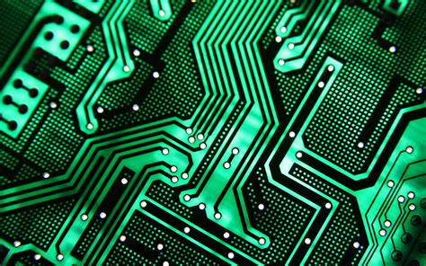 Download Wallpapers Green Circuit Board Texture Technology Chip