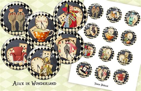 12 Alice In Wonderland Circles 2 Inch Instant Download Etsy