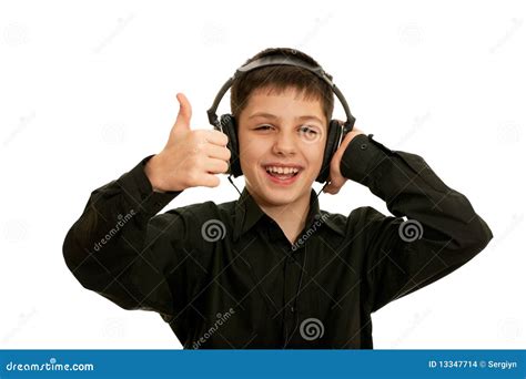 Very Happy Boy With Headphones Stock Photo Image Of Formal Jacket