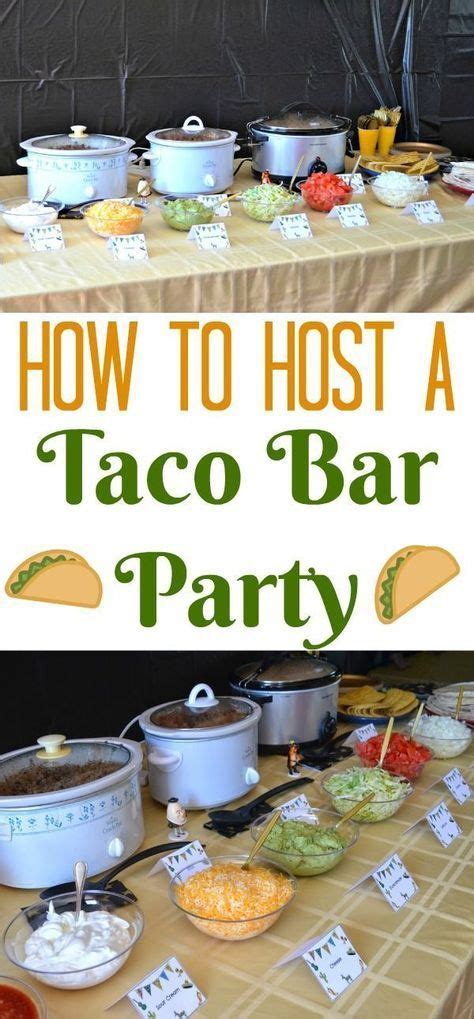 Includes ideas for decorating, food, dessert and more! Taco bar party buffet #party #buffet #holiday #parties ...