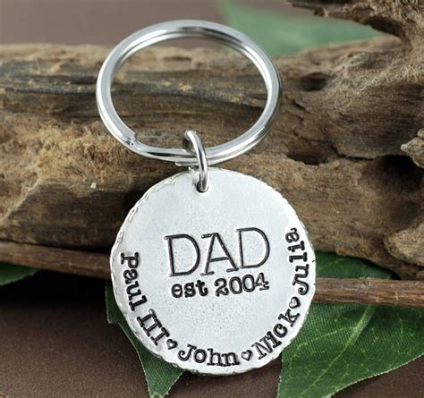 Personalized Daddy Keychainfathers Day Keychain Dad Est 2017 Keychain