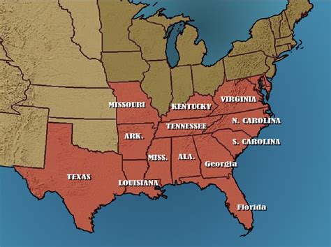 13 Confederate States Map