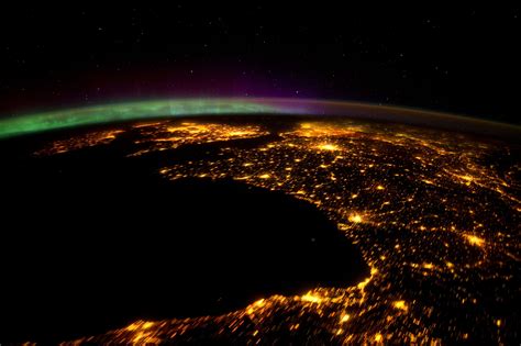 The Earth At Night With Lights From Space