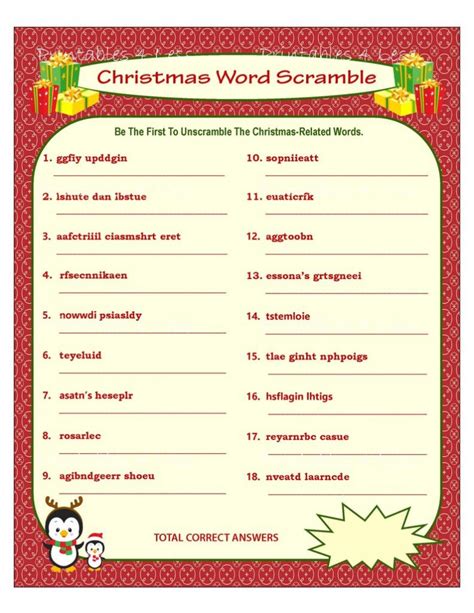 Click check when word is spelled correctly to move on to the next word. Christmas Word Scramble Printable Christmas Game Diy ...