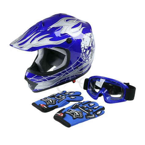 Buy the best and latest motorcycle helmet with goggles on banggood.com offer the quality motorcycle 4 544 руб. DOT Youth Kids Blue Skull Dirt Bike ATV Helmet Motocross ...