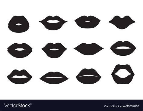 Lips Icons Shape Set Royalty Free Vector Image