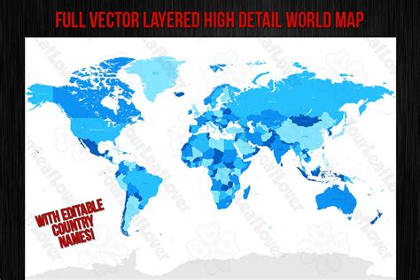 Vector High Detail World Map Custom Designed Illustrations Creative