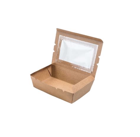 Kraft Lunch Box With Window 1200ml Al Afrah Plastic Product Trading