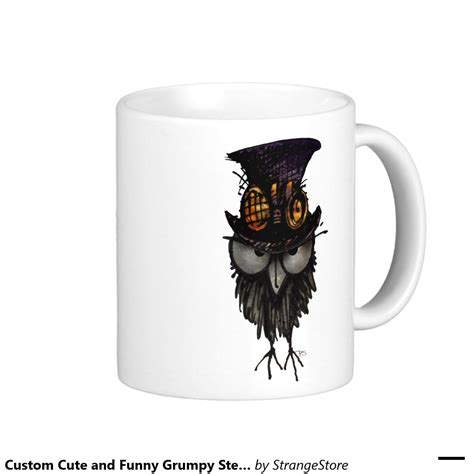 Custom Cute And Funny Grumpy Steampunk Owl Coffee Mug