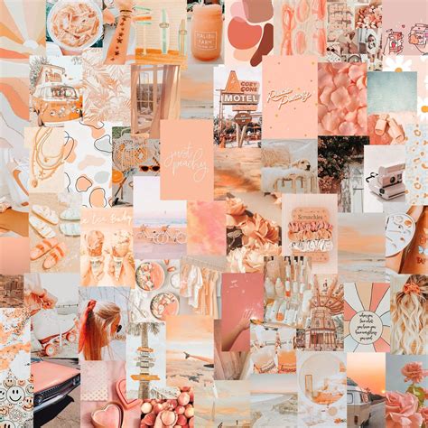 Ready To Print Peachy Warm Aesthetic Travel Vibes Wall Collage Kit