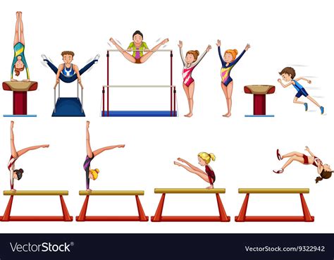 Different Types Of Gymnastics With Equipments Vector Image
