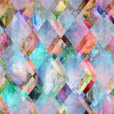 Diamond Shapes Seamless Background Watercolor Colorful Abstract Mosaic