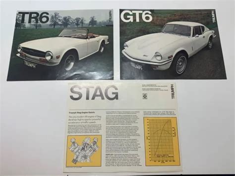 Vintage 1970s Triumph Sales Brochures Tr6 Stag Gt6 Free Shipping 16